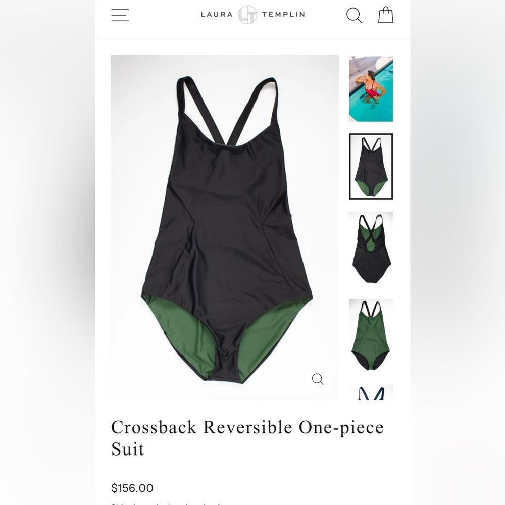 Laura Templin LT Swimwear Reversible One Piece Bathing Suit Lux Italian Fabric